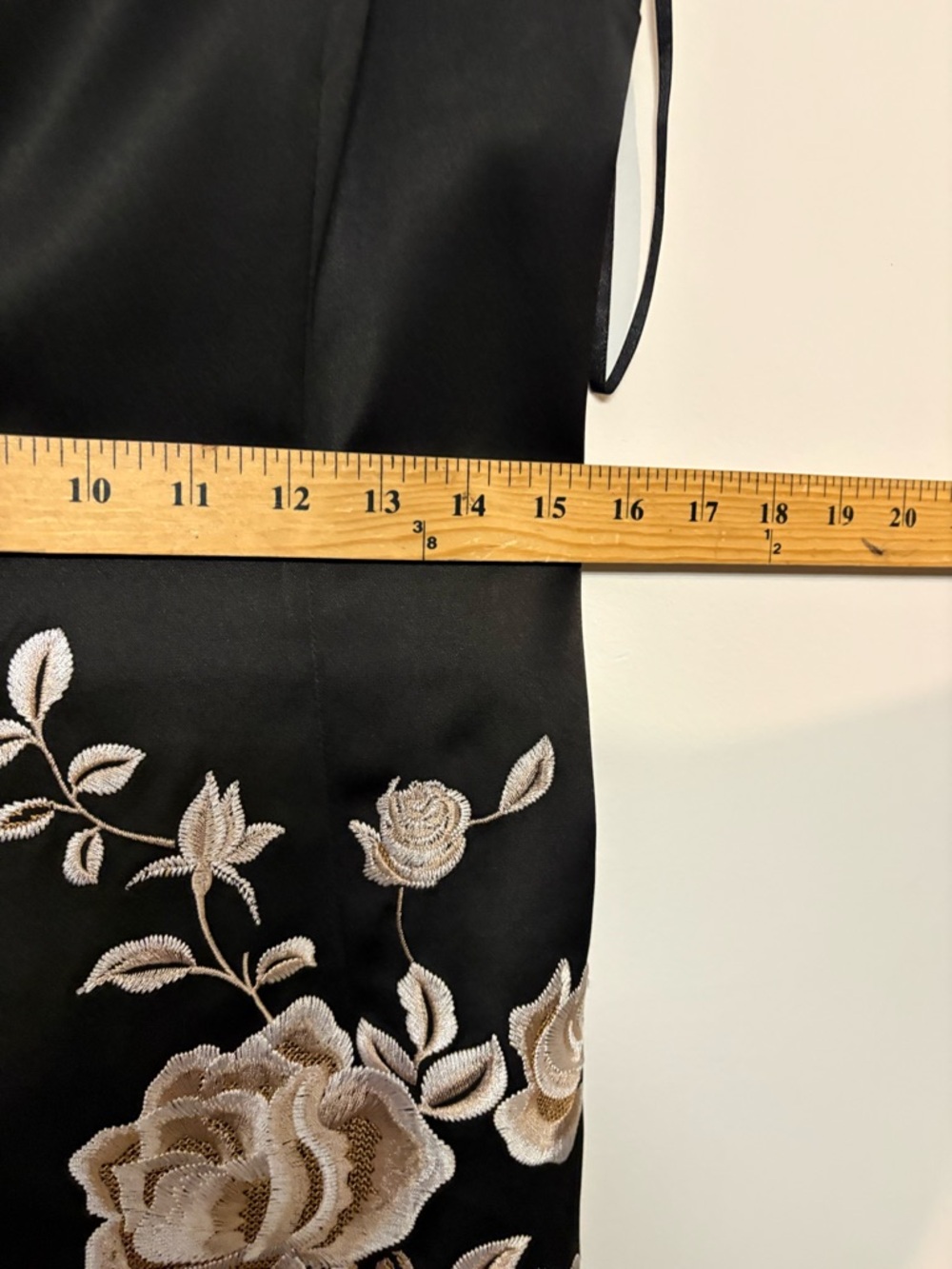 White House Black Market Black Midi Dress with Cream Floral Embroidery - Picture 5 of 9